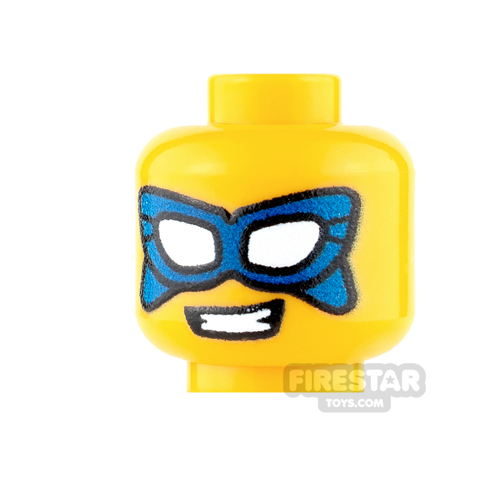 Custom Mini Figure Heads - Male Super Hero - Blue Mask
