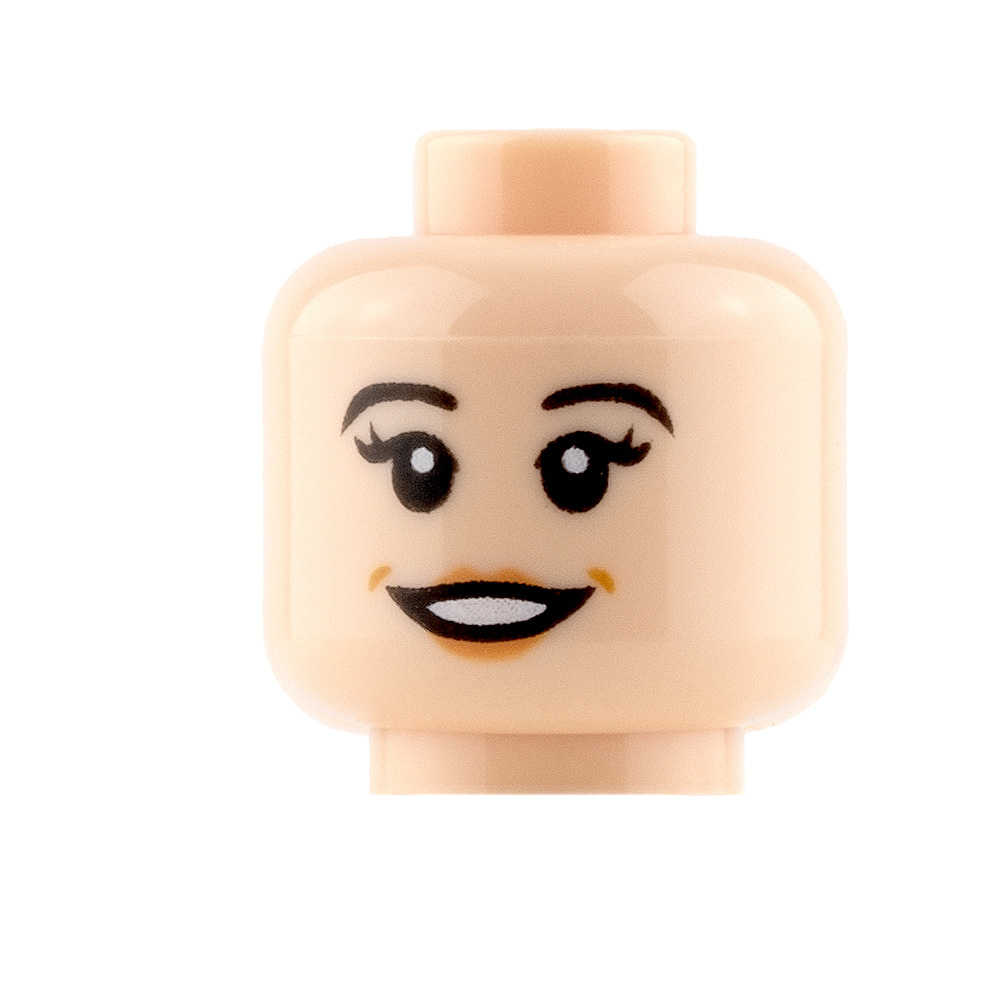 LEGO Minifigure Head LIGHT FLESH Female Dual Sided Peach Lips Open Smile 