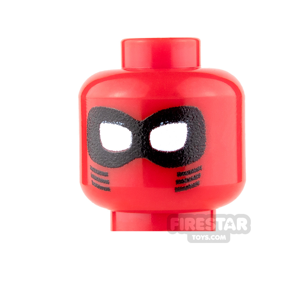 Custom Mini Figure Heads - Super Hero - Red with Black Mask