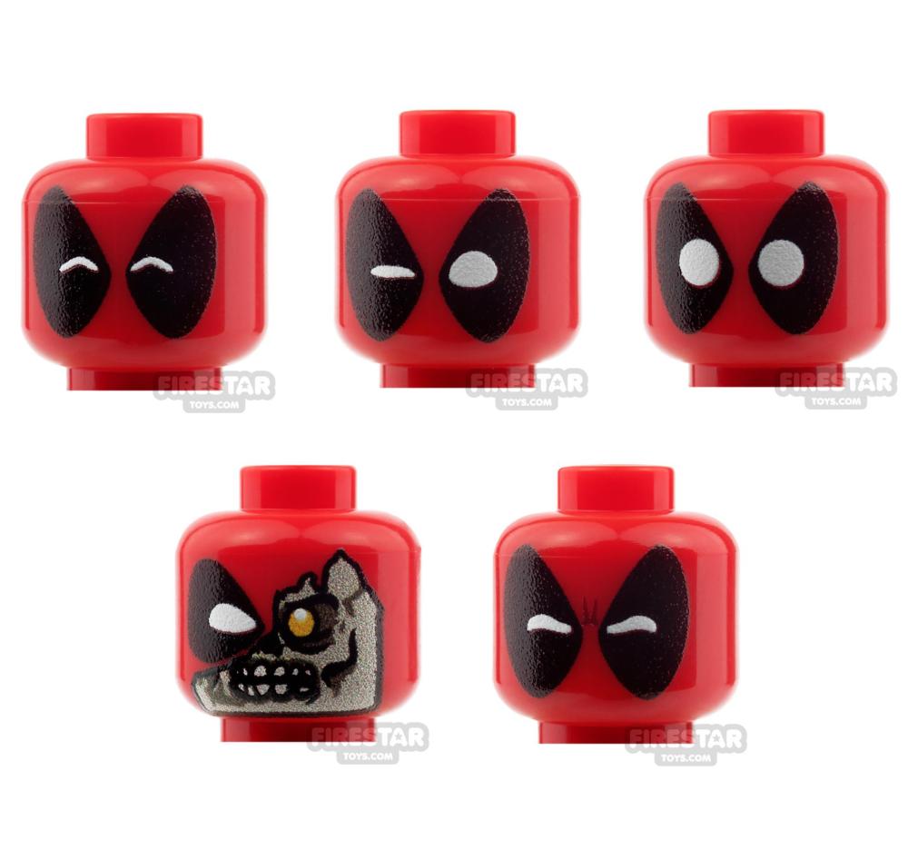 Custom Mini Figure Heads - Deadpool - 5 Head Set