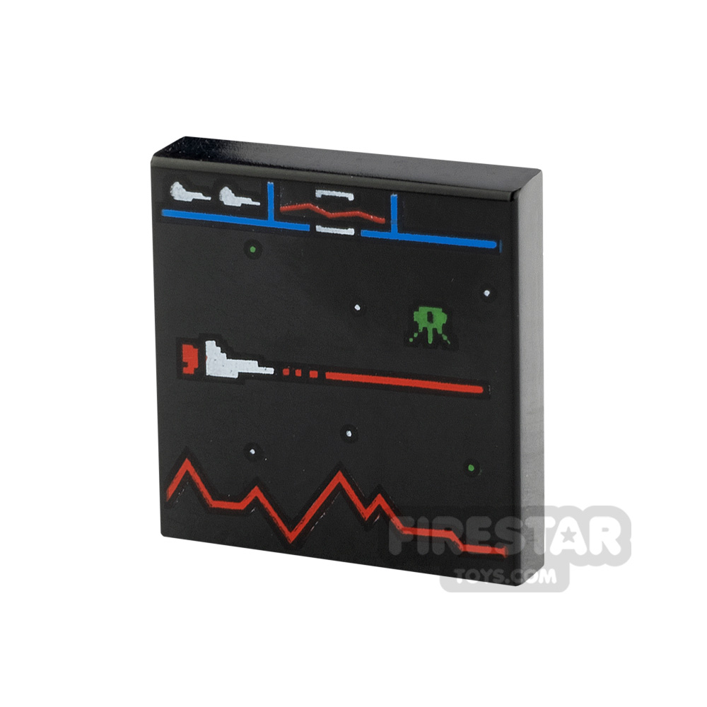 Printed Tile 2x2 Defender Video Game DisplayBLACK