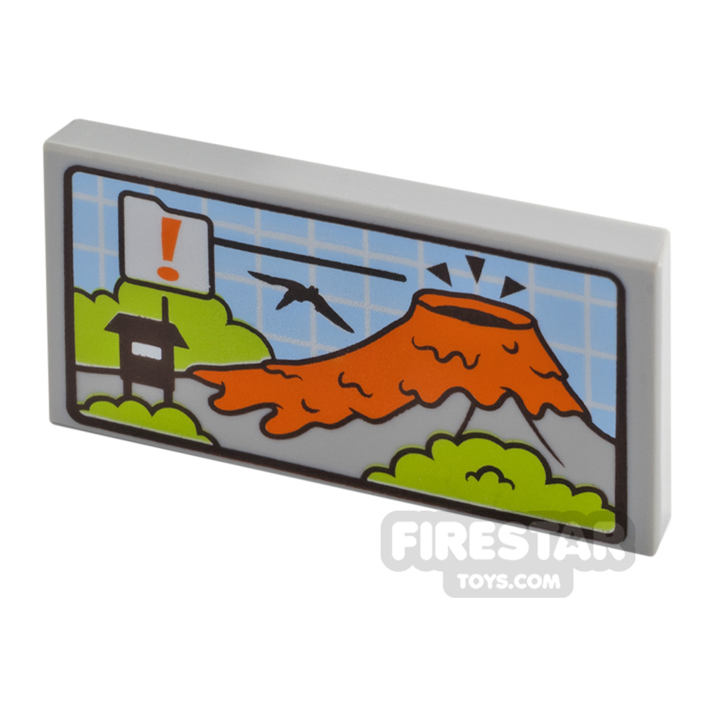 Lego 1x Tile decorated 2x4 Volcano Volcan Flying Dinosaur dino 87079pb483 NEUF 