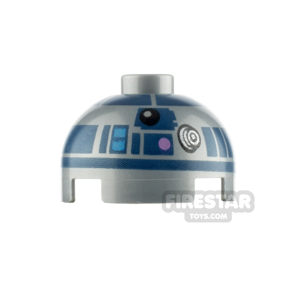 Printed Round Brick 2x2 Dome Top R2-D2FLAT SILVER