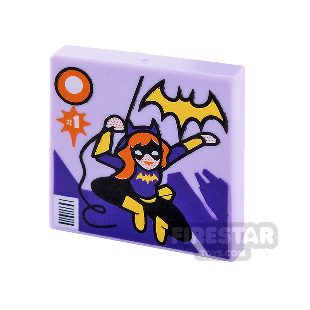 Printed Tile 2x2 - Batgirl ComicLAVENDER