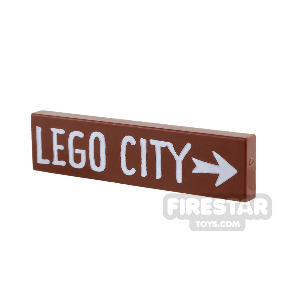 Printed Tile 1x4 - Sign - LEGO CITYREDDISH BROWN
