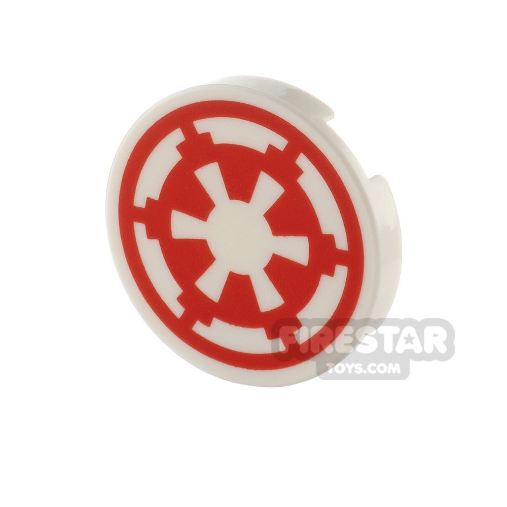 Printed Round Tile 2x2 Star Wars Imperial LogoWHITE