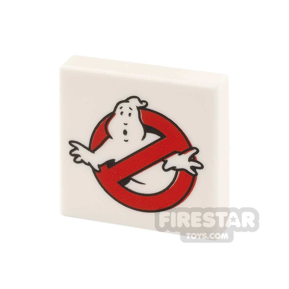 Printed Tile 2x2 Ghostbusters LogoWHITE