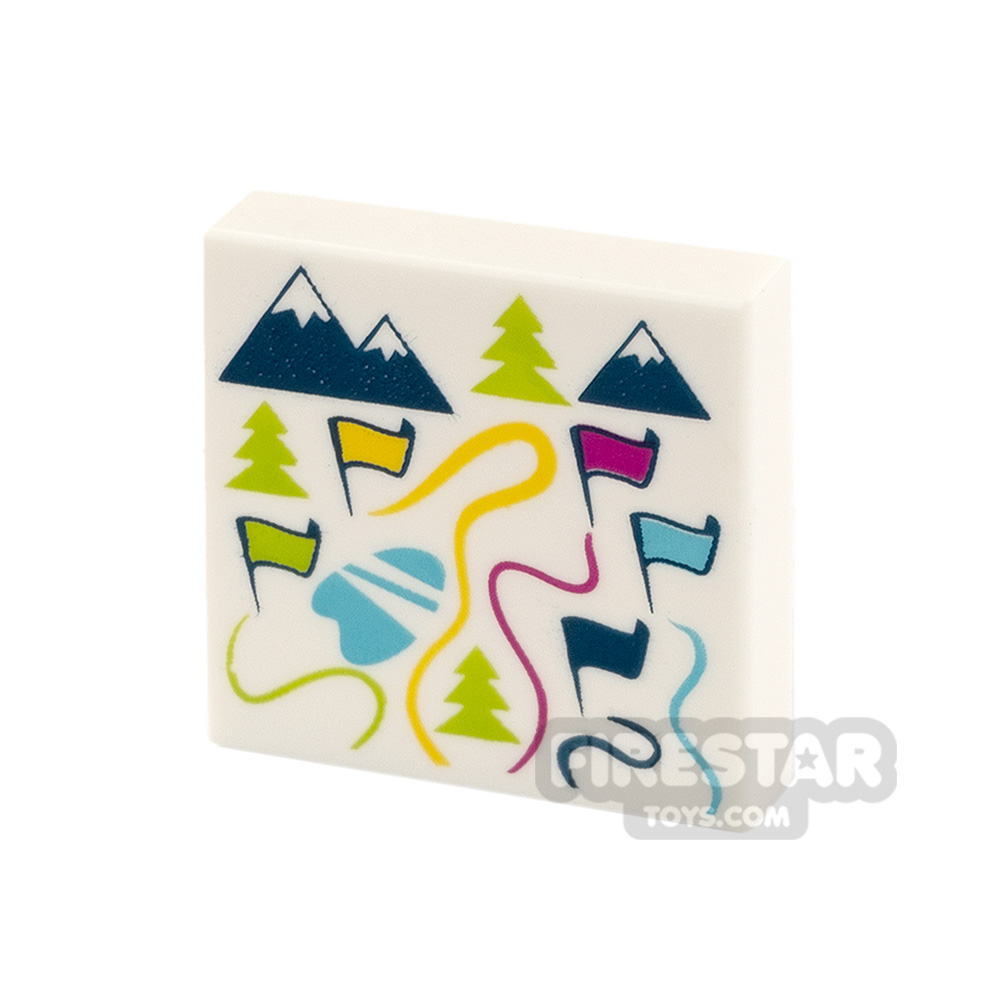 Printed Tile 2x2 Map of Ski ResortWHITE