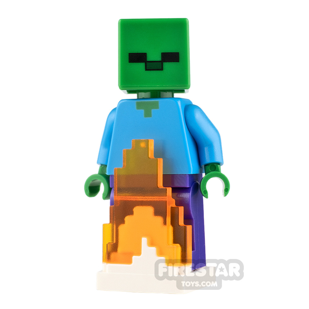 Lego Minecraft Minifigure Zombie With Fire Base