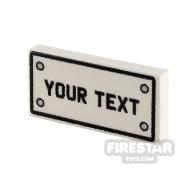 Personalised Car Licence Number Plate - White 1x2 Tile