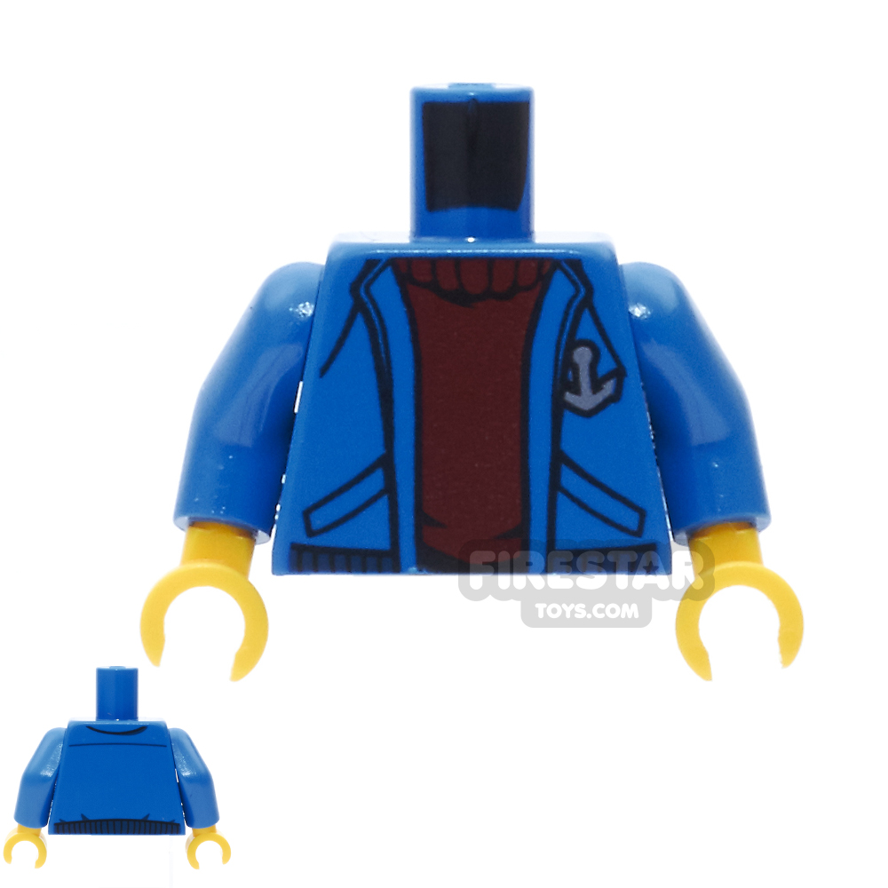 LEGO Mini Figure Torso - Blue Jacket And Dark Red Sweater
