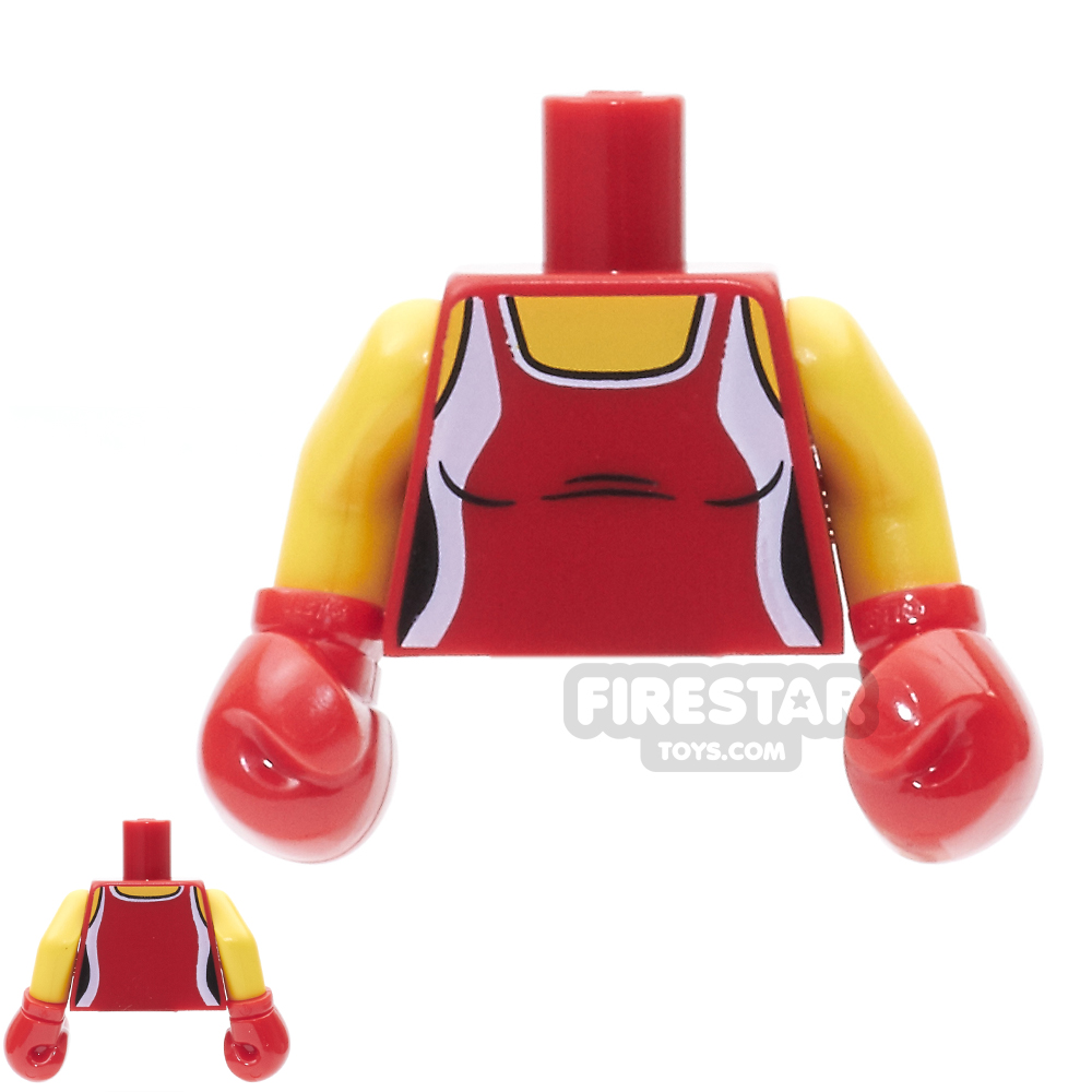 LEGO Mini Figure Torso - Red Boxer Vest, With Boxing Gloves