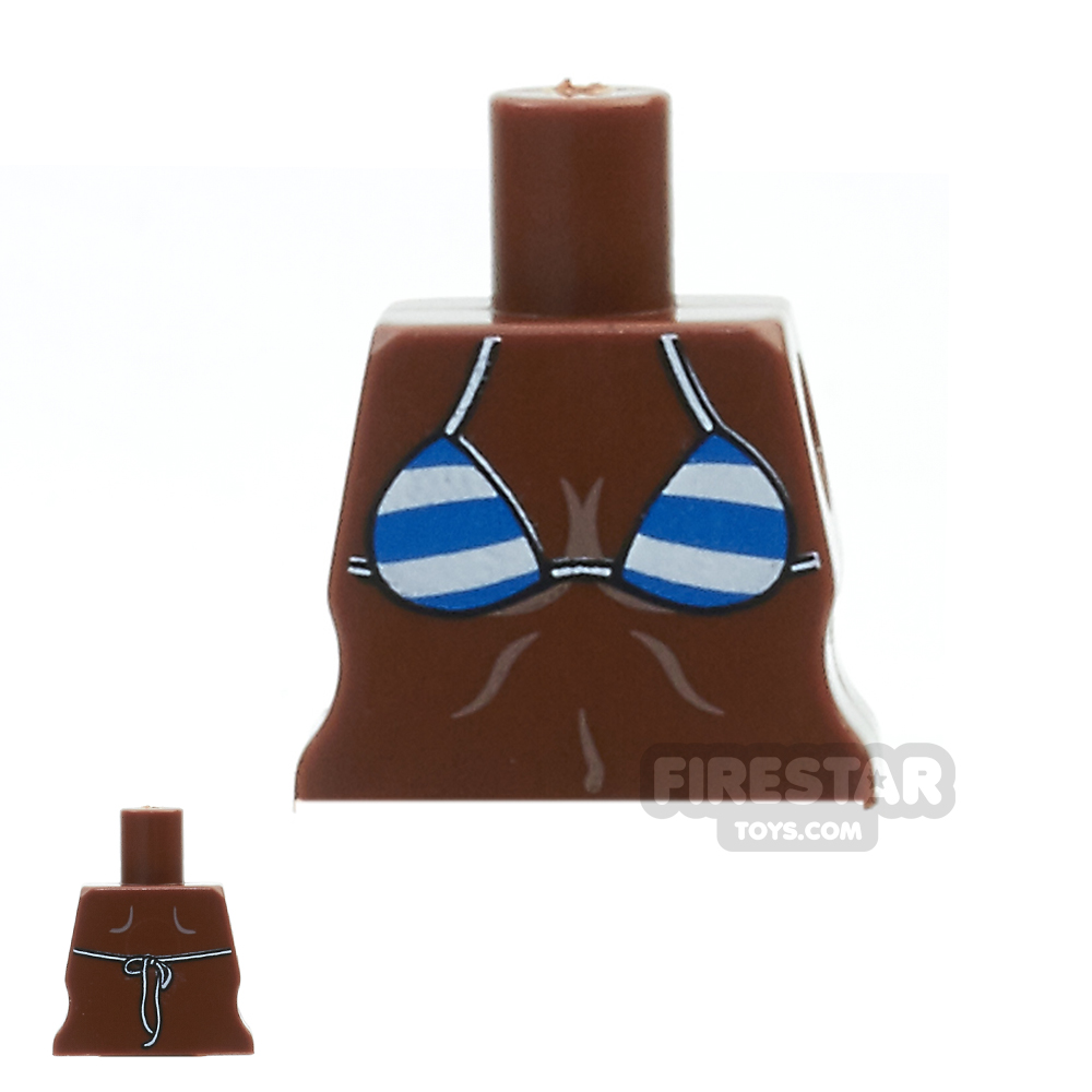 Arealight Mini Figure Torso - Blue Stripe Bikini - Dark Flesh