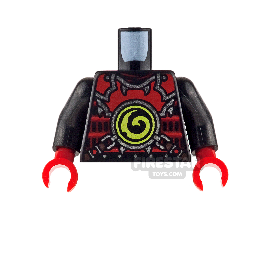 LEGO Mini Figure Torso - Red Armour with Lime Green Swirl