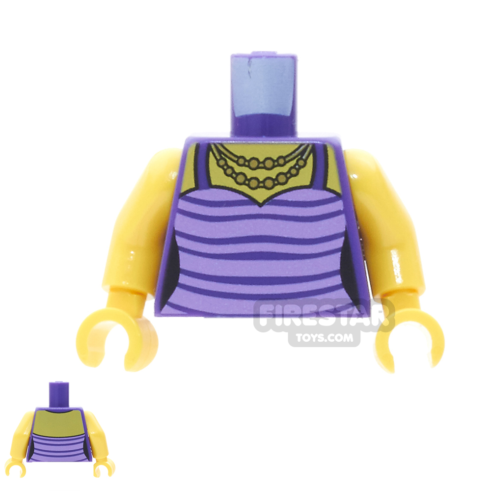LEGO Mini Figure Torso -  Top with Dark Purple Stripes and Gold Necklace