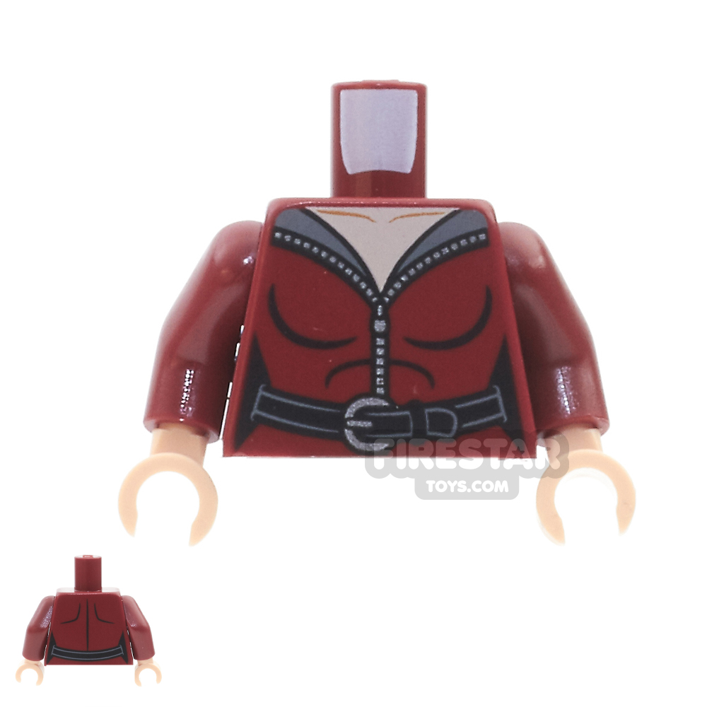 LEGO Mini Figure Torso - Dark Red Jacket and BeltDARK RED