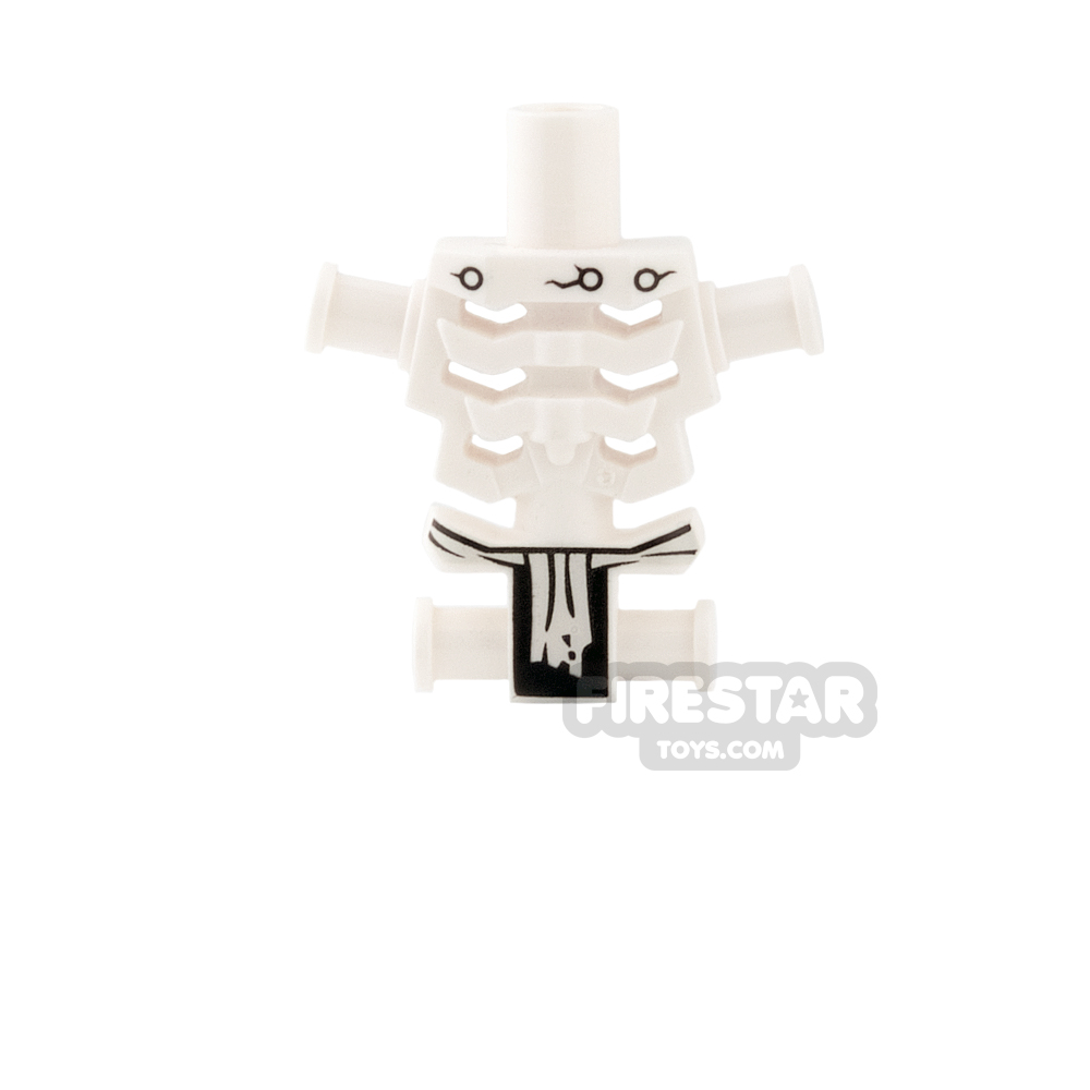 LEGO Mini Figure Torso - Skeleton - White with White Loincloth