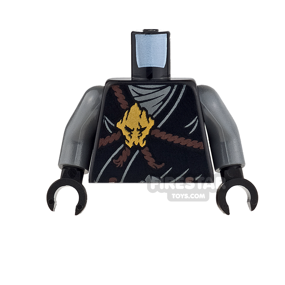 LEGO Mini Figure Torso - Black Robe with Rope and Gold Medallion