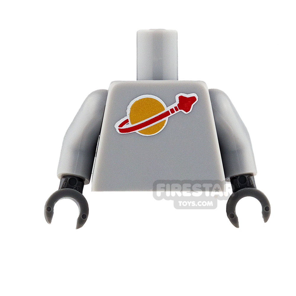 LEGO Mini Figure Torso - Classic Space Moon Logo - Light Blueish Gray