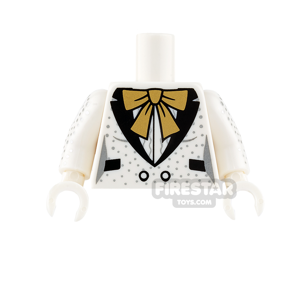 LEGO Mini Figure Torso - Harley Quinn - Tuxedo and Gold BowWHITE