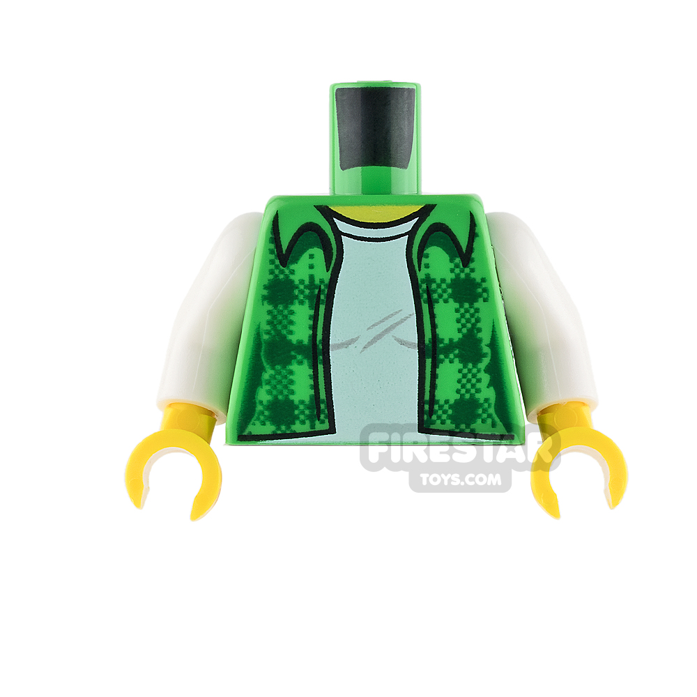 LEGO Mini Figure Torso - Plaid Flannel Shirt over White T-ShirtBRIGHT GREEN