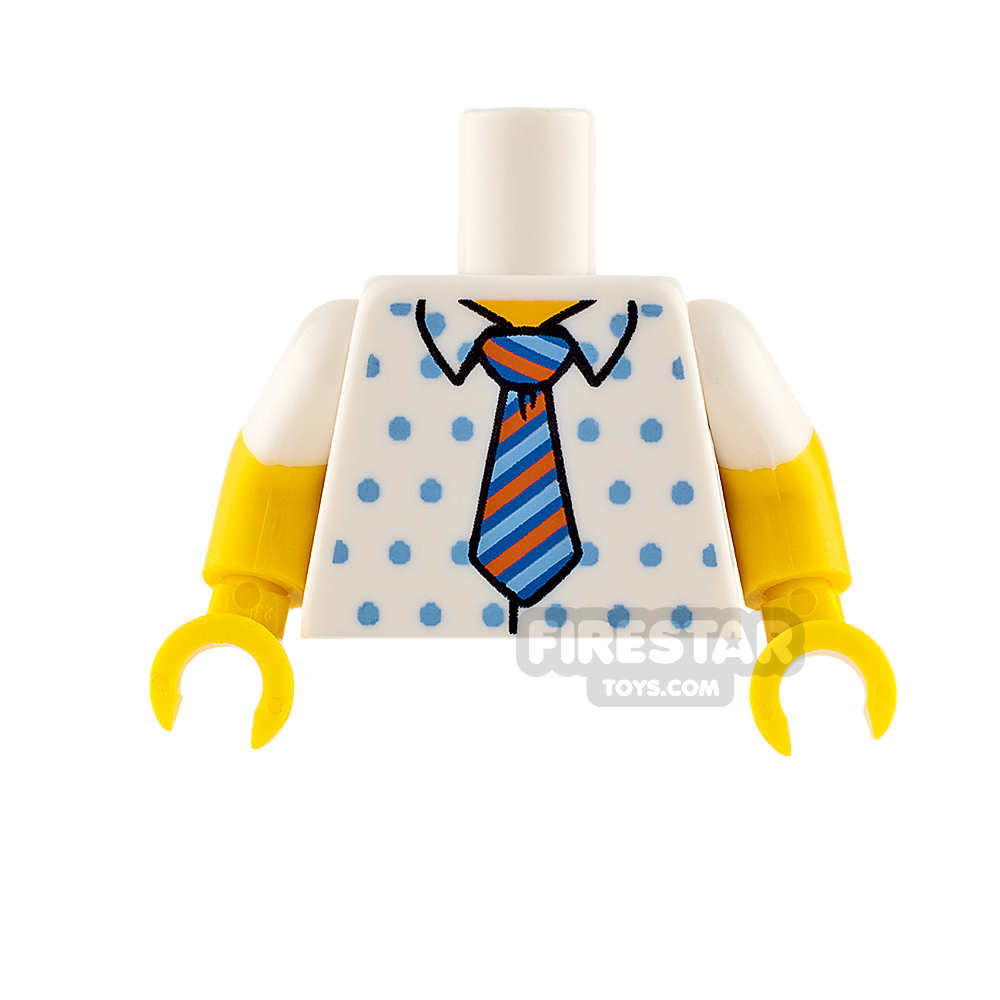 Lego New White Minifigure Torso Simpsons Shirt Striped Tie and Blue ID Badge 