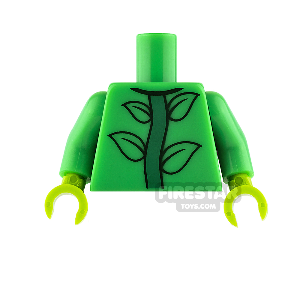 LEGO Mini Figure Torso - Bright Green with Plant Stem