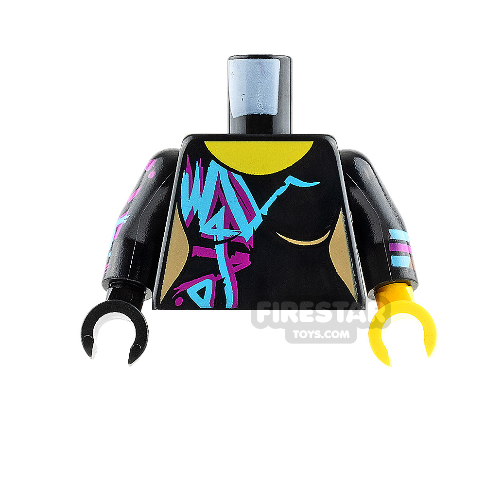 LEGO Mini Figure Torso - Black Top - Purple and BlueBLACK