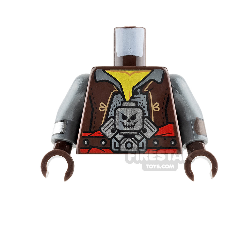 LEGO Mini Figure Torso - Dark Brown Jacket with SkullDARK BROWN