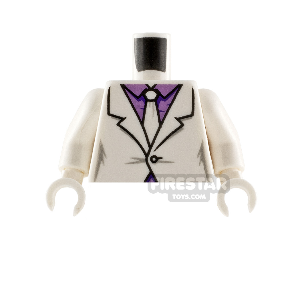 Lego New White Torso Suit Medium Lavender Shirt White Tie Pattern White Arms 