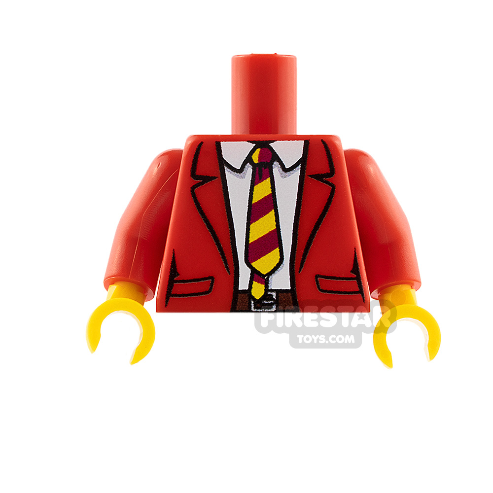 Minifig Tie Red Flower in Lapel Pattern LEGO Torso Pinstripe Suit Jacket 