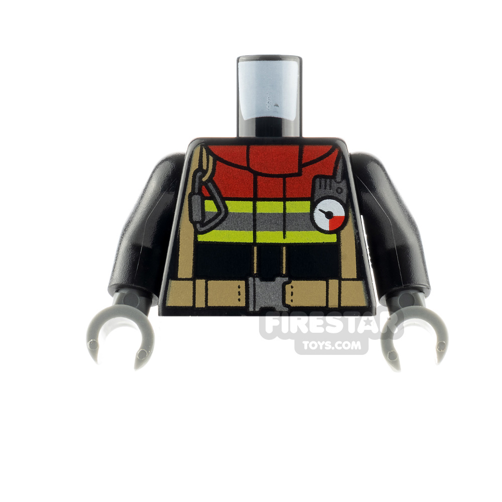 LEGO Minfigure Torso Fire Jacket with Dark Red CollarBLACK