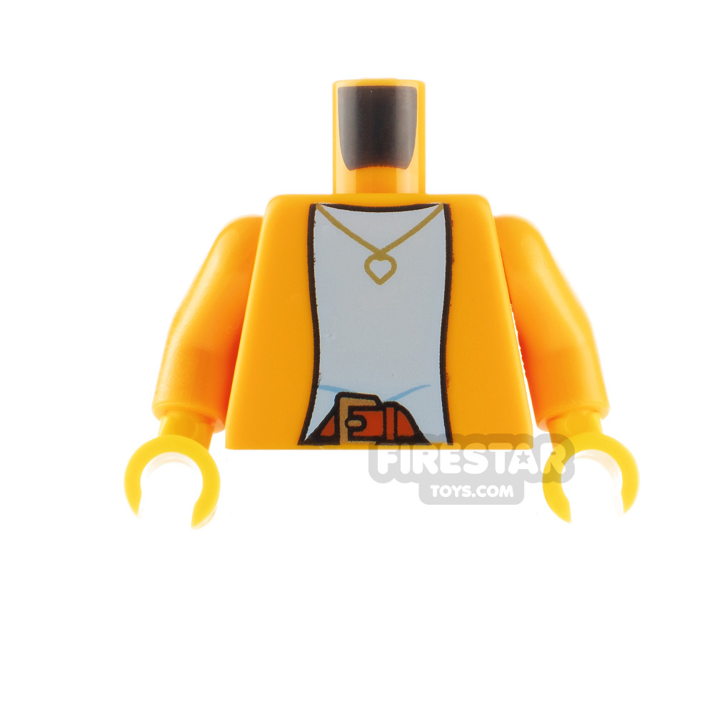 LEGO Minfigure Torso Jacket with Heart NecklaceBRIGHT LIGHT ORANGE