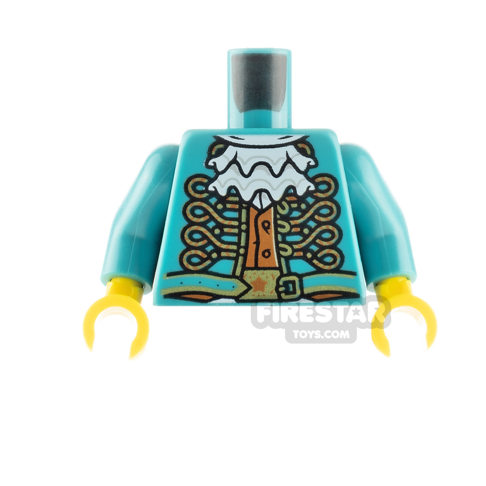 LEGO Minfigure Torso Jacket with Filigree and RuffleDARK TURQUOISE