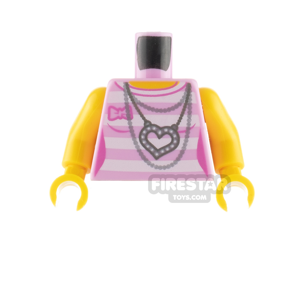 additional image for LEGO Minifigure Torso Striped Top with Heart Necklace
