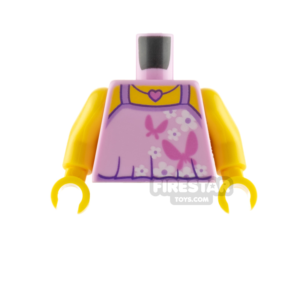 LEGO Minifigure Torso Butterfly Top Pink Heart Necklace