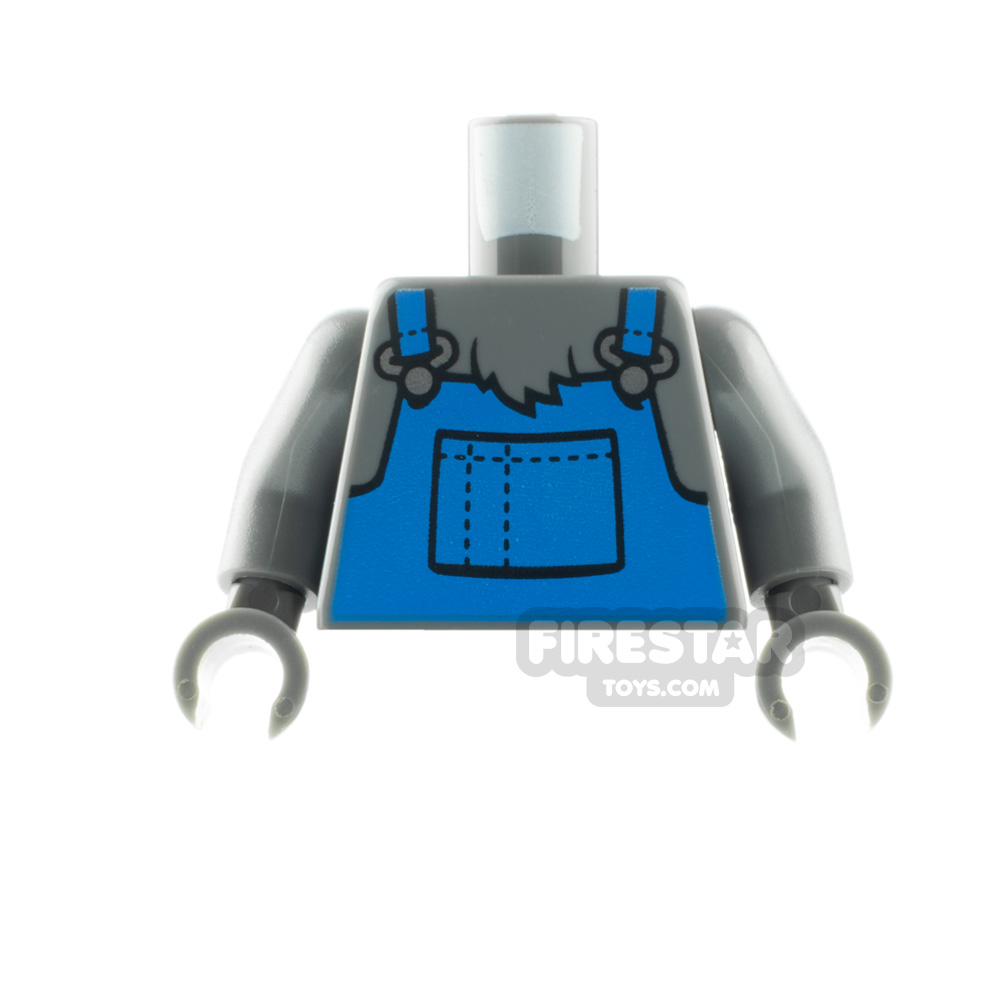 LEGO Minifigure Torso Overalls and FurDARK BLUEISH GRAY