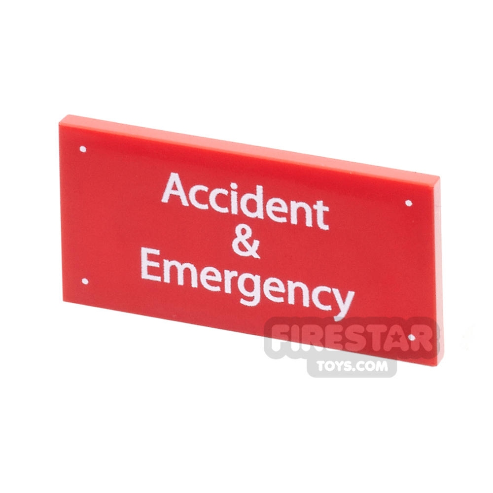 additional image for Printed Tile 2x4 - Accident & Emergency Sign