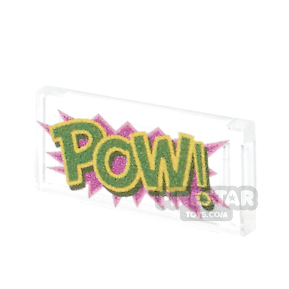 additional image for Printed Tile 1x2 - Comic Book 'POW' Tile - Trans Clear