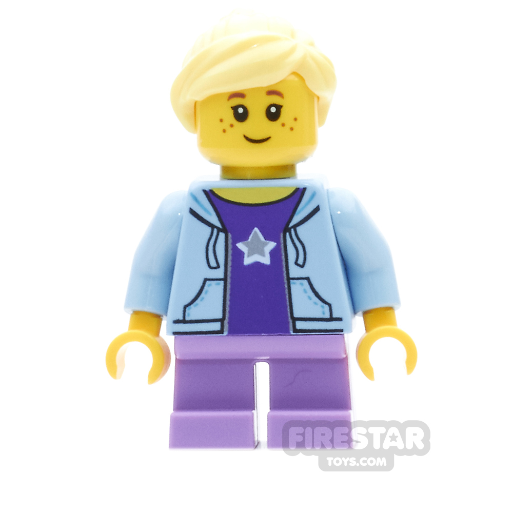 additional image for LEGO City Mini Figure - Girl With Star Top And Medium Lavender Legs