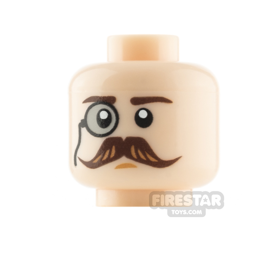 additional image for Custom Minifigure Heads - Moustache and Monocle - Light Flesh