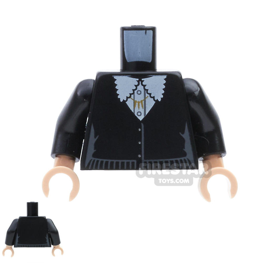 additional image for LEGO Mini Figure Torso - Black Cardigan and White Blouse