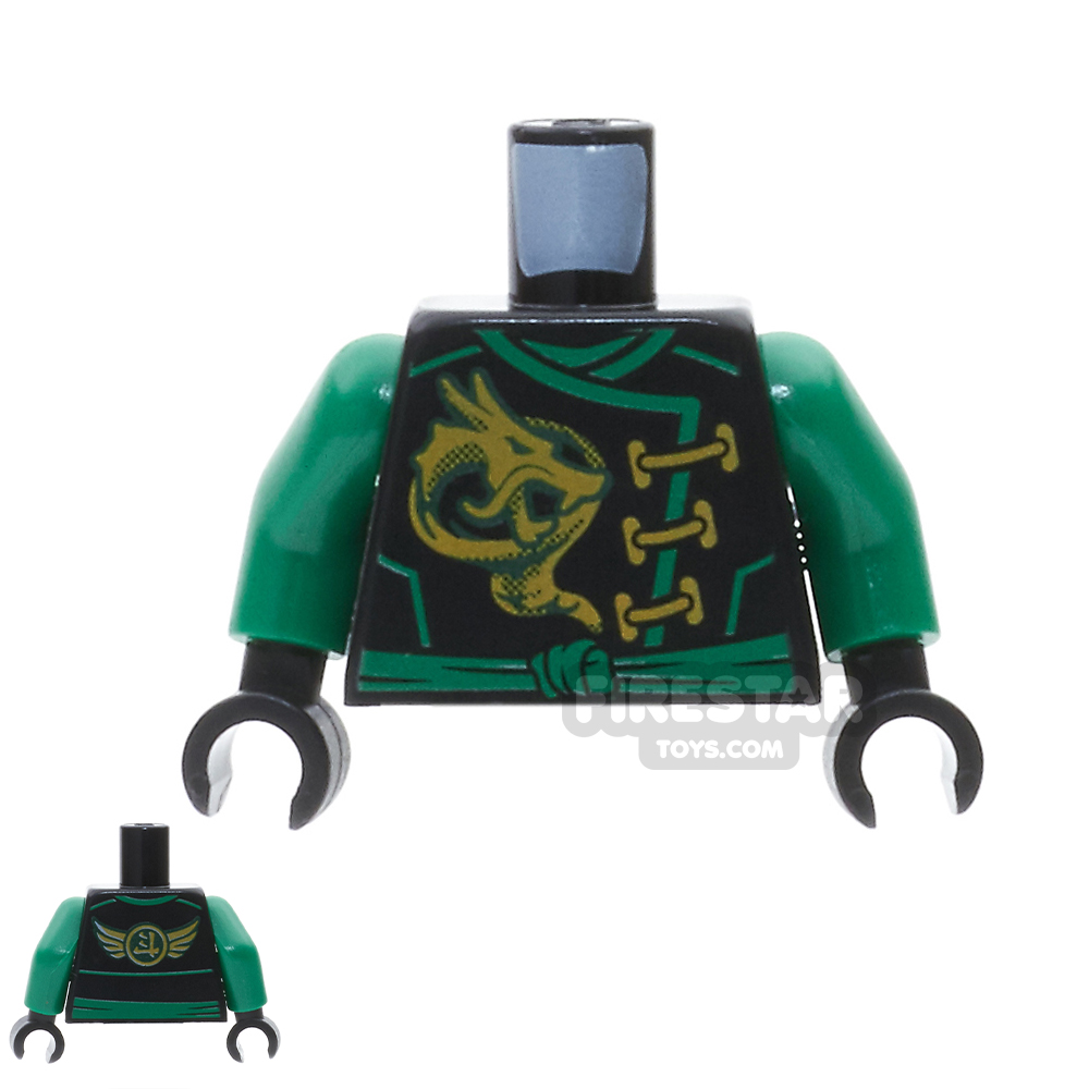 additional image for LEGO Mini Figure Torso - Green Robe with Gold Clasps and Dragon