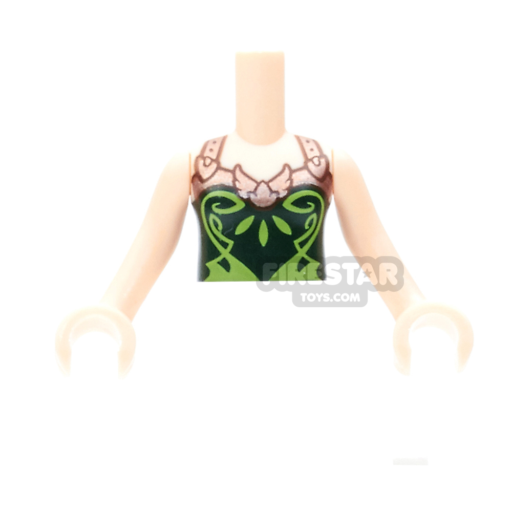 additional image for LEGO Elves Mini Figure Torso - Dark Green Halter Top with Copper Straps