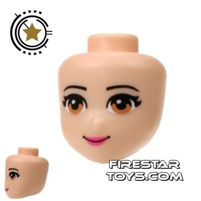 LEGO Friends Mini Figure Heads - Light Brown Eyes and Pink Lips LIGHT FLESH