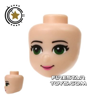 LEGO Friends Mini Figure Heads - Green Eyes and Pink Lips LIGHT FLESH
