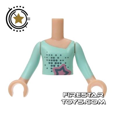 LEGO Friends Mini Figure Torso - Aqua Top with Pink Star