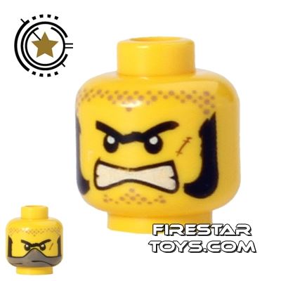 LEGO Mini Figure Heads - Angry - Sideburns