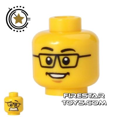 LEGO Mini Figure Heads - Glasses and Smile YELLOW