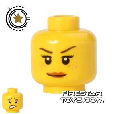 LEGO Mini Figure Heads - Smiling - Freckles YELLOW
